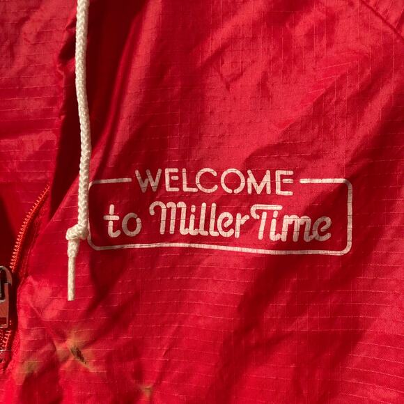 Miller High Life Beer pull over lightweight jacket vintage 80s hooded - Picture 2 of 7